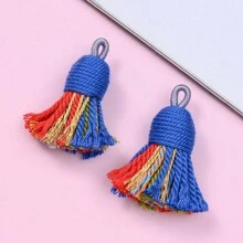 2 chiếc 13*33mm Bohemian đầy màu sắc thủ công tua rua mặt dây chuyền làm đồ trang sức vòng tay vòng cổ bông tai móc khóa tự làm vòng hoa trang trí nhà thủ công - tua - Xem 20