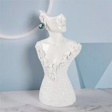 1 pieza Soporte de exhibición de busto de maniquí de resina creativo para almacenamiento de joyas como collares y aretes, modelo de retrato, vitrina, regalo para mujeres - Negro - Ver 24