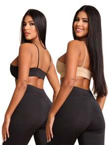 Kit 2 Top Gym Strap Fitness Cropped Zero Transparency Running Workout Clothing - Black and Beige - View 2