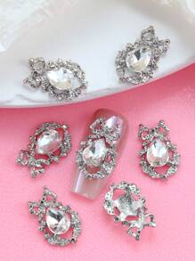 10件套圣诞美甲美甲配件立体蝴蝶结花环精致镶嵌大水滴钻石指甲吊饰DIY圣诞美甲用品 - 彩色 - 查看 4