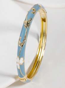 1 Peça Pulseira Banhada a Ouro com Floral Esmaltado para Mulheres