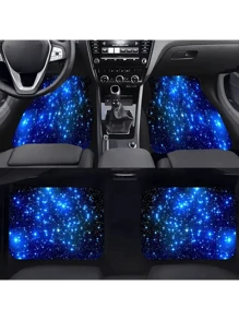 4pcs Universal Fit Starry Sky Car Floor Mats - Anti-Slip, Dustproof, Waterproof, Durable Synthetic Rubber Mats For All Driving Positions, Enhance Comfort And Protection - Blue - View 10