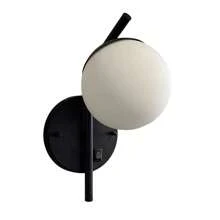 Kit 2 Black Tilted Wall Sconce In Aluminum With Frosted Glass Globe 12 Cm With Switch Socket G9 Bivolt Voltage - 黑色 - 查看 4