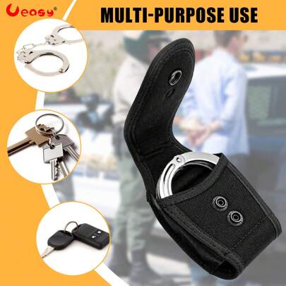 Ueasy 1 szt. Pokryte kajdanki, szlufka na pasek, dwa bezpieczne zatrzaskiwane kajdanki, nylonowe kajdanki, sprzęt do egzekwowania prawa, kajdanki, kajdanki, zawiasy