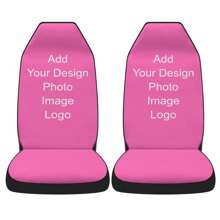 2pcs Customized Company Logo Printed Car Front Seat Cover, Personalized Design Gift For Valentine's Day, Christmas, Halloween