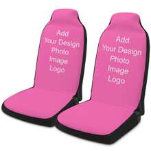 2pcs Customized Company Logo Printed Car Front Seat Cover, Personalized Design Gift For Valentine's Day, Christmas, Halloween
