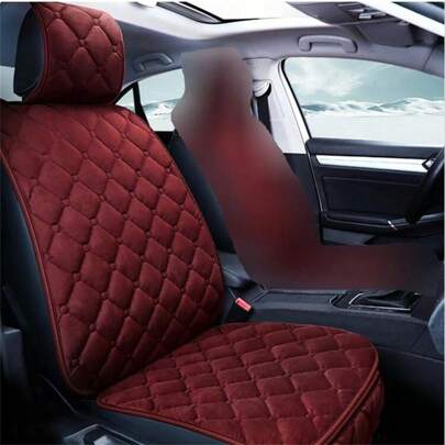 2pcs/Set Multi-Color Short Plush Car Seat Cushions, Front Seat Cover New Thick Warm Anti-Slip Car Seat Pad, Fashion Comfortable All Season Car Interior Accessories