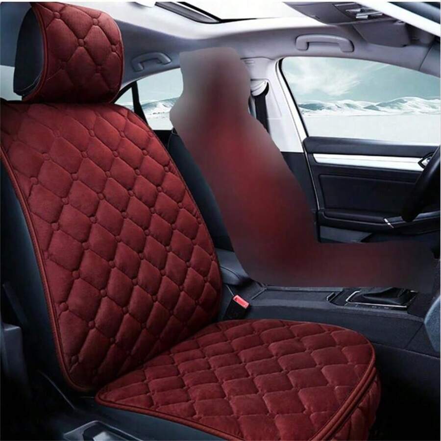 2 件套多色短毛绒汽车座垫，前座套新款加厚保暖防滑汽车座垫，时尚舒适四季汽车内饰配件