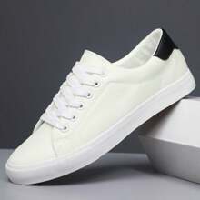 Herren Einfarbige Lässig Skateboard Schuhe, Schnüren Sie sich Niedrig-Top, bequeme Outdoor Gehen & Wanderschuhe, Ganzjährig