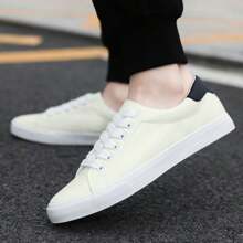 Herren Einfarbige Lässig Skateboard Schuhe, Schnüren Sie sich Niedrig-Top, bequeme Outdoor Gehen & Wanderschuhe, Ganzjährig
