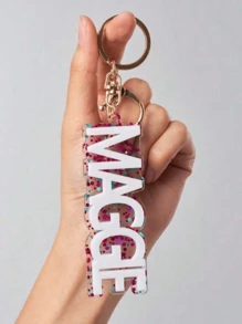 1pc Multi-Color Option To Customize Personalized Acrylic Name Keychain, Custom Lettering Keyring, Colorful Glitter Pendant, DIY Name And Date, The Perfect Gift For Special Occasions Mother's Day Valentine's Day Gift Back To School Gift Ideal Gift For Men And Women Birthday Gift Christmas Gift