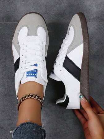 New Fashionable Sneakers For Women, Lightweight Casual Sports Breathable Flat Shoes, Versatile & Suitable As New Year Gift
