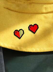 1 件休闲街头风格锌合金心形胸针，卡通像素爱心别针，可调节腰饰，可爱甜美背包夹，珐琅别针