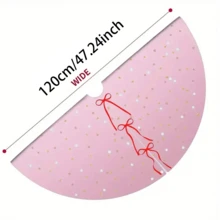 1pc Pink Ballerina Print Christmas Tree Skirt, 48 Inch, Made Of Polyester With Tie Closure, Suitable For Indoor & Outdoor Holiday And Party Decoration,Christmas