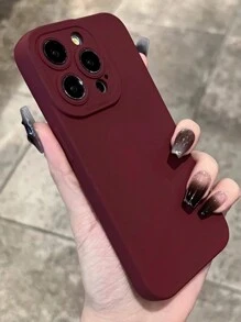 简约红色全身防震 TPU 手机壳 适用于 Apple iPhone - 酒紅色 - 查看 2