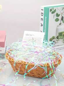 30g/50g/100g 3mm Chất độn Raffia màu cầu vồng, Chất độn trang trí cho hộp quà tặng, ngày lễ tình nhân, lễ Phục sinh, sinh nhật - Màu trắng trong suốt đầy màu sắc - Xem 5