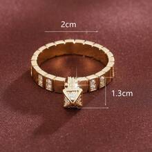 1pc Geometric Pendant Design Cubic Zirconia Women Ring