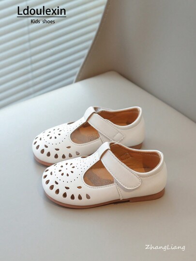 New Style Girls' Soft Bottom Non-Slip Flat Shoes, Casual Princess Shoes With Hollow Design