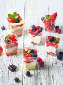 6/8/10/12/15/20/25/30/35 piezas, Vasito de postre con tapa, Mini tarro de budín, Vaso de postre de verano, Para degustar aperitivos, frutas, helados, tartas de mousse, Incluye cucharilla transparente gratis