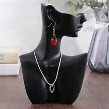 1 pieza Soporte de exhibición de busto de maniquí de resina creativo para almacenamiento de joyas como collares y aretes, modelo de retrato, vitrina, regalo para mujeres - Negro - Ver 13