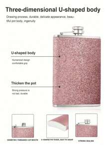 8 Oz (226.8g) Portable Stainless Steel Shiny Pink Drink Dispenser, Suitable For Water, Coffee, Milk, Beverages, Outdoor Camping, Holiday Parties, Christmas & Valentine's Day Couples Gift