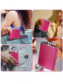 8 Oz (226.8g) Portable Stainless Steel Shiny Pink Drink Dispenser, Suitable For Water, Coffee, Milk, Beverages, Outdoor Camping, Holiday Parties, Christmas & Valentine's Day Couples Gift
