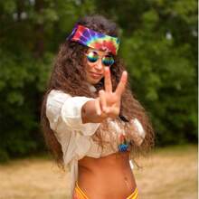 Hippie Accessories Costume,70s Hippie Rainbow Leopard Outfit, Hippie Headbands For Men Women Peace Sign Necklace Sunglasses, Match With Daily Outfits, Party Accessories - Christmas Jewelry Women Gifts Gift Set Prom