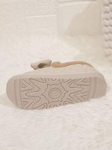 Giày bốt cổ ngắn thời trang mùa đông cho nữ, dày, ấm áp, chống trượt, bền, quà tặng Giáng sinh - Màu be - Xem 7