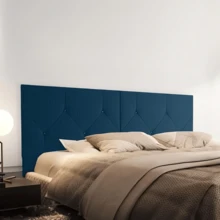 Berlin Upholstered Headboard With Feet For King Size Box Bed In Shiny Suede, 1.60cm - Various Colors - RTA Móveis. - 藍色 - 查看 1