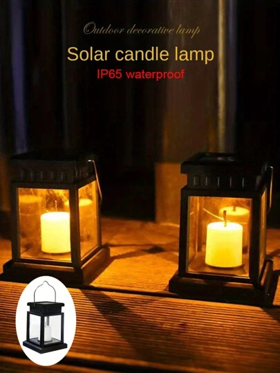 1Pc Solar Hanging Light LED Candle Lamp Courtyard Lamp Rain Proof And Proof Garden Balcony Terrace Villa Decoration Small Palace Lamp