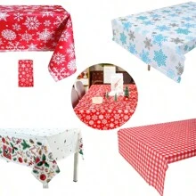 1 块圣诞节一次性桌布 54 X 108 英寸冬季雪花冬季仙境塑料桌布防水矩形塑料圣诞桌布适用于圣诞节餐桌装饰圣诞节家庭派对装饰圣诞节节日生日派对用品 - 彩色 - 查看 2