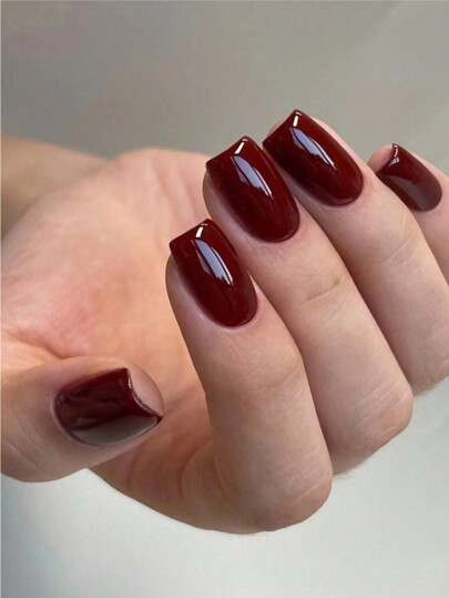 Mejora instantáneamente tu apariencia con el set de 24 uñas postizas cuadradas cortas de color vino tinto sólido que cubren por completo, 1 lima de uñas y 1 kit de pegatinas de pegamento para uñas. Set de arte de uñas blanqueadoras con uñas postizas desmontables para festivales, fiestas, citas y uso diario. Suministros para uñas