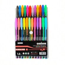 12/ 24/ 36/ 60 Plumas De Gel Multi color Con Glitter, colores Neón, Metálicos Set De Plumas Para Decorar, Plumas Multicolor - 24 colores - Ver 1