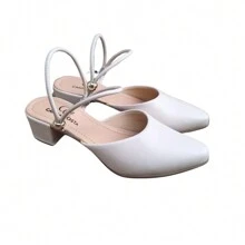 Women's 2 In 1 Social Mule Women's Pumps Low Medium Heel Comfort 050 - 白色 - 查看 2