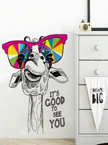 1pc Giraffe Pattern Wall Sticker,Stickers,Wall Decal, Vinyl Decal For Home Decorations,Spring Decoration Items Refresh Your Home,Rama Decoration Stickers - Multicolor - View 9