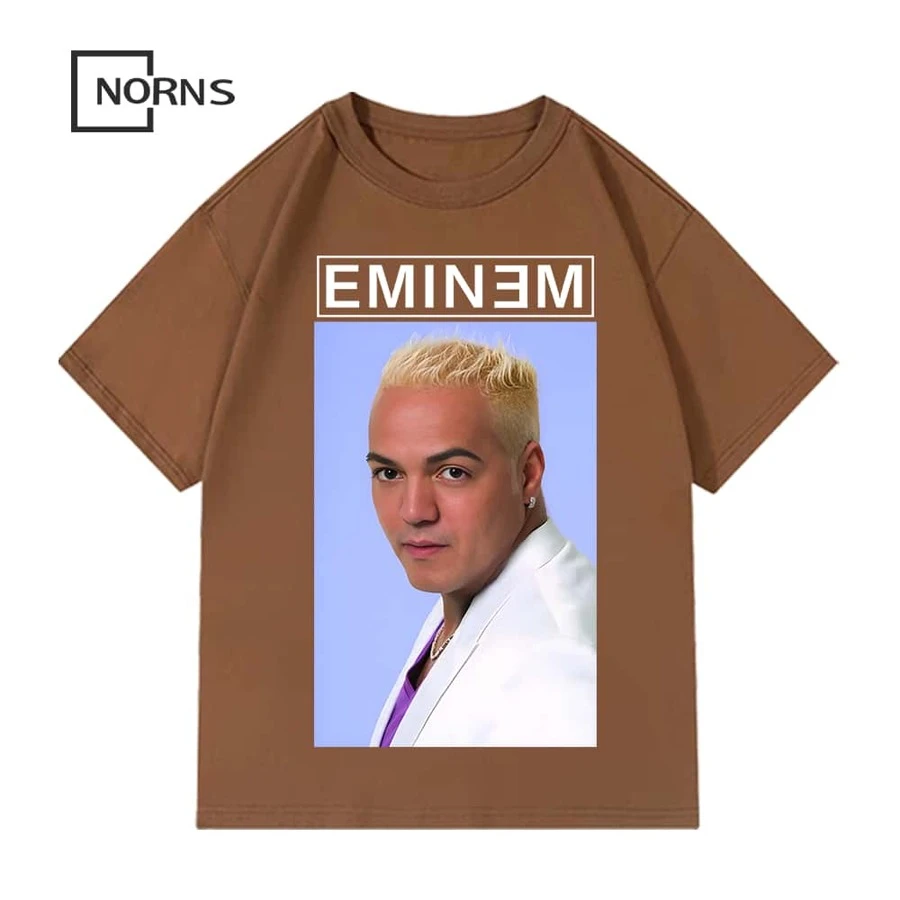 Eminem Men's T-Shirt Unisex Music Oversized Black Shirt Streetwear Hip-Hop T-Shirt - 棕色 - 查看 1