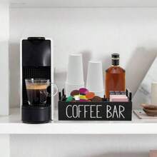 1pc Coffee Bar Accessories Storage Rack, Countertop Style, Tea And Coffee Storage, Wooden Coffee Bar Accessories, Suitable For Countertop And Farmhouse Style Storage Set, Can Perfectly Store Coffee Cups, Coffee Capsules, Sugar And More.