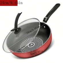 24cm Dual-Use Non-Stick Pan With Lid, Small Frying Pan For Home Use, Suitable For Induction Cooktop And Gas Stove Seafood Boil - Multicolor - View 2