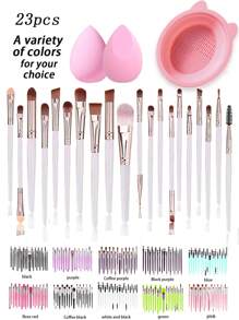 23/3件套化妆刷套装：粉底刷、化妆海绵、腮红刷、面部刷、眼部刷、眉刷、粉扑、轮廓刷、遮瑕刷、化妆海绵、天鹅绒三角粉扑、化妆海绵，适合初学者，柔软亲肤，不含乳胶，适合所有肤质，腮红、粉底、膏状产品和粉扑，干湿两用粉扑，化妆刷套装，化妆刷套装，化妆刷套装，全套化妆刷，化妆刷套装，全套化妆工具，化妆刷套装，化妆刷套装，化妆礼盒套装 - 彩色 - 查看 1