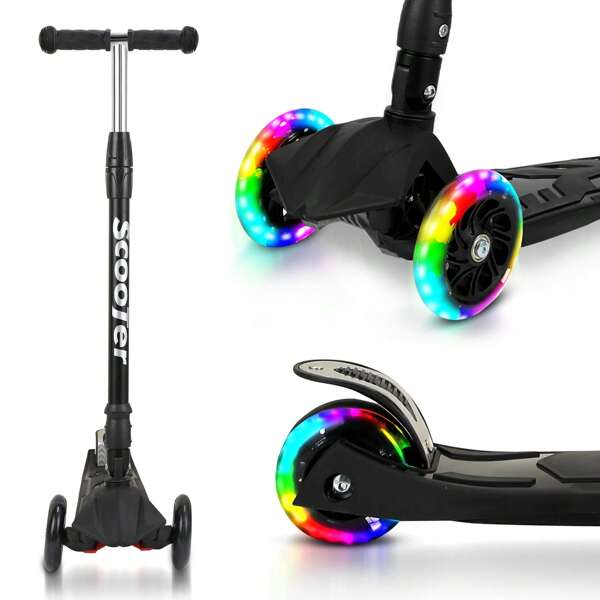 Sonnewelt Roller Kinder Scooter mit 3 LED-Rädern | Scooter Kinder Höhenverstellbar & Faltbar,Kinder Roller Bis 50 kg | Kinderroller für Roller Kinder 3-14 Jahre Rosa/Blau/Schwarz/Grün