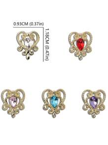 10 món phụ kiện trang trí móng tay, kiểu dáng giống như các influencer, hình trái tim rỗng 3D cổ điển phong cách Baroque, tự làm đồ trang trí móng tay. - Đỏ - Xem 6