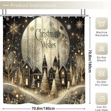 [Dòng sản phẩm Giáng sinh] 1 cái/4 cái 180*180 cm/70*70 inch Bộ rèm tắm Cây thông Noel, Ông già Noel, Bộ rèm tắm in hình tất Giáng sinh, Bộ rèm tắm chống thấm nước Bộ vách ngăn phòng tắm có 12 móc, Thảm phòng tắm, Thảm hình chữ U cho bồn cầu, Thảm bệ ngồi bồn cầu, Vách ngăn phòng tắm, Đồ trang trí Giáng sinh, Dùng để trang trí phòng tắm Giáng sinh và cũng có thể dùng hàng ngày bằng vật liệu sợi Polyester Đồ trang trí mùa thu Phụ kiện phòng tắm Trở lại trường - Nhiều màu - Xem 4