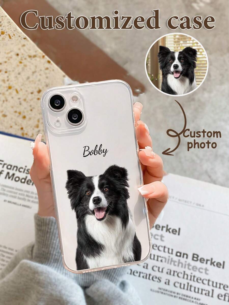 1PC Customized Pet Photo & Name Printed High Definition Glass Phone Case Compatible With Iphone 15 Pro Max / S24 Ultra / Redmi / / OnePlus Etc.,Animal Print,Clear,Stylish,Colorful,Vintage,Cute,Contracted,Funny,Custom,Personalized,Unique,Customized,Ideal Gifts For Him,Ideal Gifts For Her,Boyfriend,Girlfriend,Family,Friends,Grandparents,Couple,For Anniversaries,For Birthdays