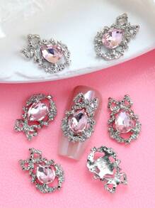 10件套圣诞美甲美甲配件立体蝴蝶结花环精致镶嵌大水滴钻石指甲吊饰DIY圣诞美甲用品 - 彩色 - 查看 6