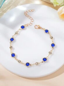 Rhinestone Decor Bracelet - Blue - View 2