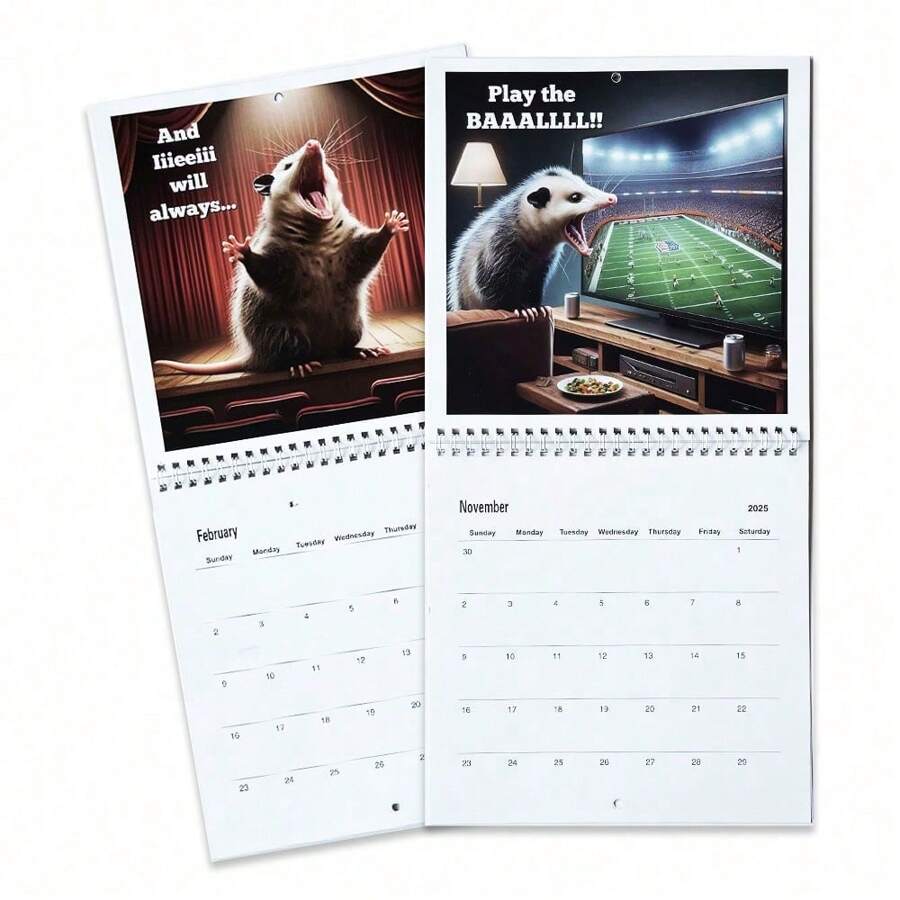 2025 Interesting Screaming Opossum Calendar Cute Opossum Calendar