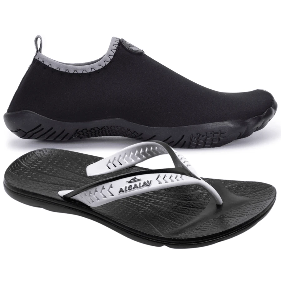 Neoprene Beach Cycling Water Shoe Kit + Orthopedic And Comfortable Slippers - 黑色 - 查看 1