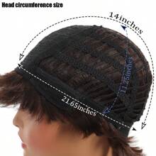 Perruque synthétique brune foncée à coupe pixie court, avec des cheveux naturels droits et superposés, avec des franges volumineuses. Résistante à la chaleur, convient pour un usage quotidien pour les femmes