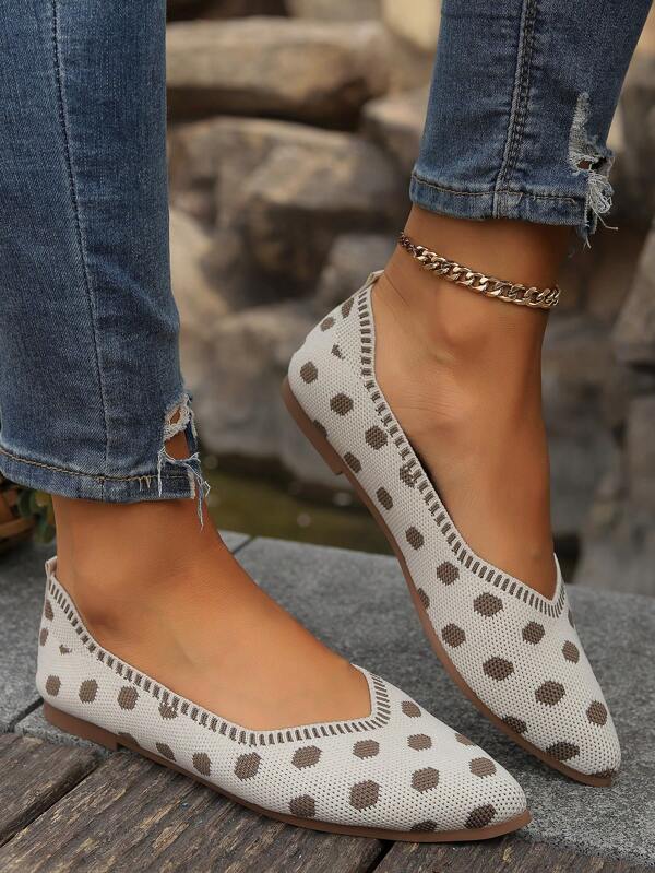 Große Größen Schlüpf-Strick-Flache Schuhe, Frühling/Herbst Flache, atmungsaktive Loafer