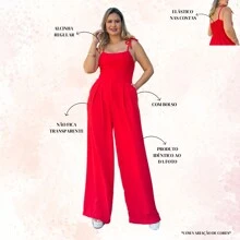 Jumpsuit Long Casual Premium Loose Wide Leg Pants Women's Adjustable Straps Straight Cut Wide Hem Elegant Duna Fabric - Màu xanh hải quân - Xem 7